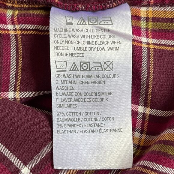 D&Co. Plaid Mandarin Collar Top‎ Women Size 2X Red Pocket Button Up - Picture 9 of 13